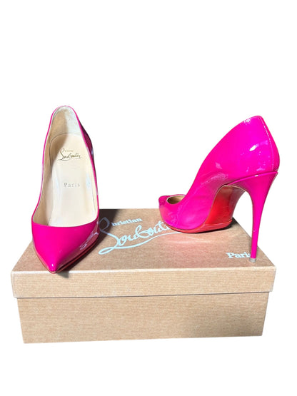 Christian Louboutin Pigalle Follies 100 Patent Pumps – Indian Rose – Size 37.5