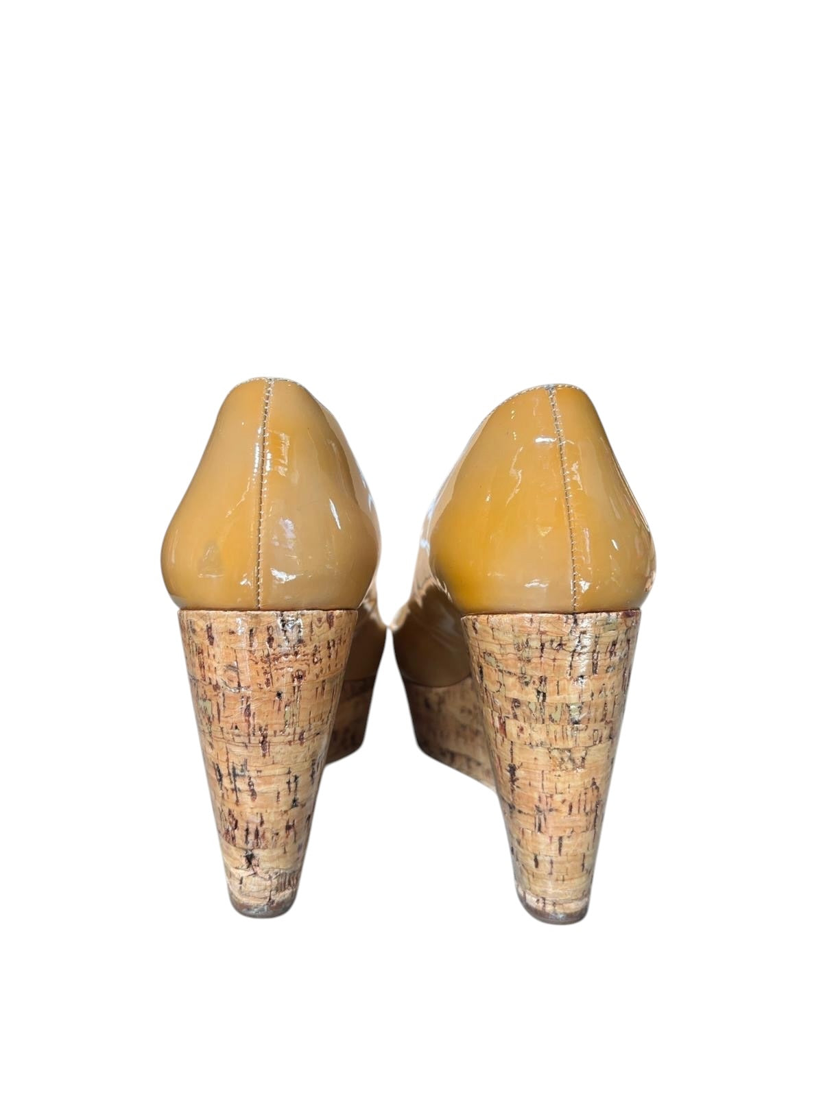 Christian Louboutin Une Plume Cork Wedge Pumps Nude Patent Leather – EU 37 – Platform Designer Heels Red 