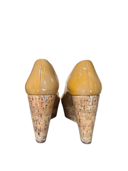 Christian Louboutin Une Plume Cork Wedge Pumps Nude Patent Leather – EU 37 – Platform Designer Heels Red 