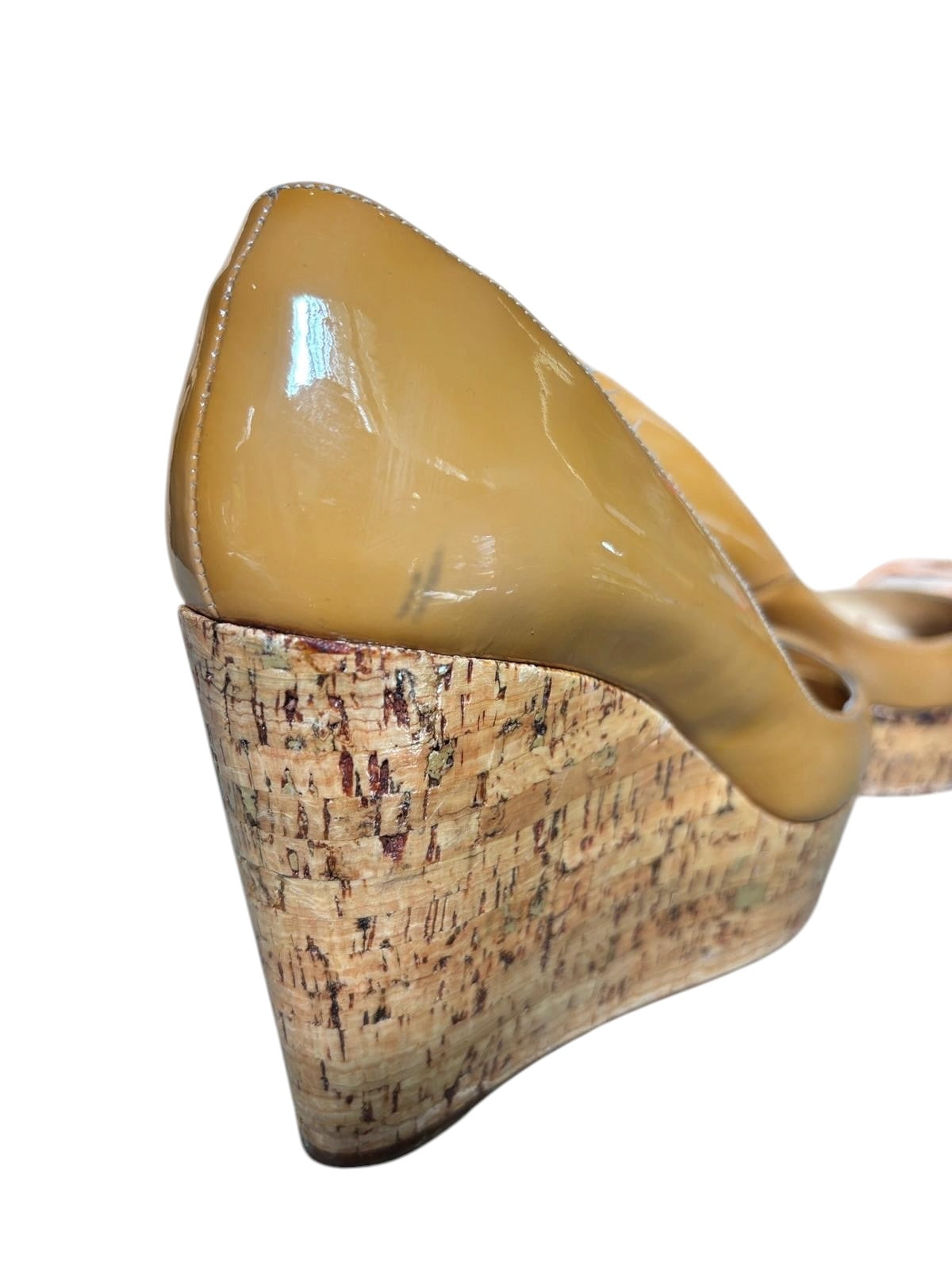 Christian Louboutin Une Plume Cork Wedge Pumps Nude Patent Leather – EU 37 – Platform Designer Heels Red 
