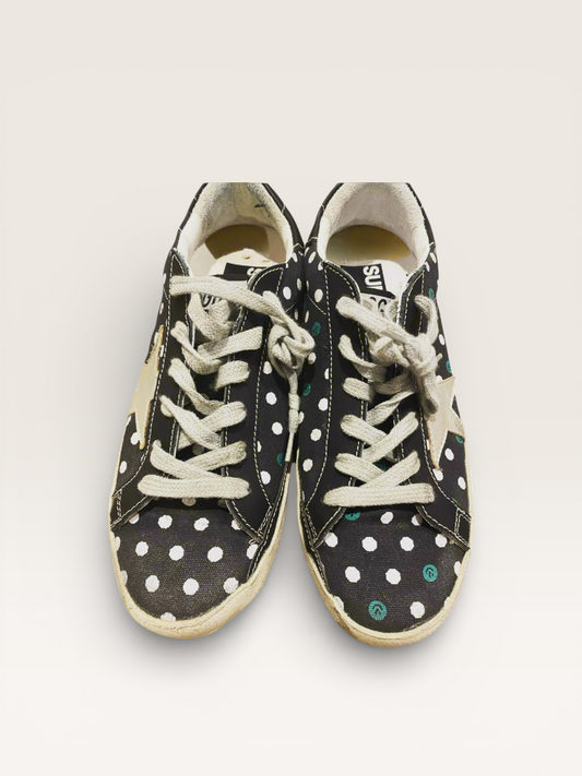 Golden Goose Superstar Sneakers – Black Polka Dot Print, NWT in Box- Size 37
