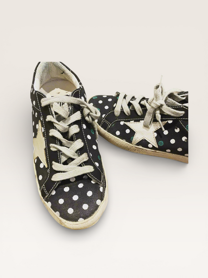 Golden Goose Superstar Sneakers – Black Polka Dot Print, NWT in Box- Size 37
