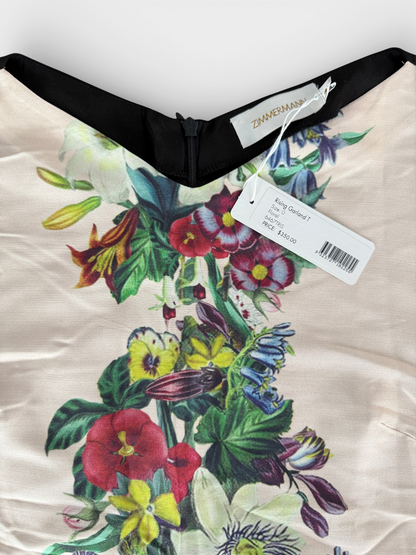 Zimmermann Rising Garland Top – Floral Silk Blouse, Short Sleeve, NWT- Size 0