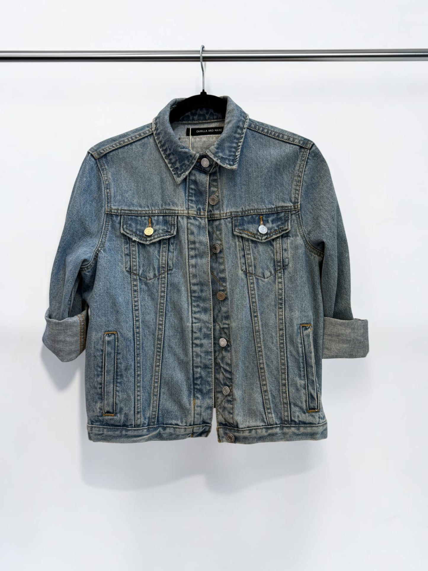 Camilla and Marc Sadie Oversized Denim Jacket in Classic Blue – Size 8 / S