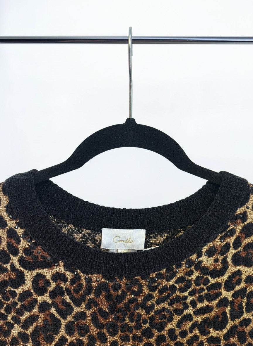 Camilla Amsterglam Leopard Oversized Knit Sweater — Size XS