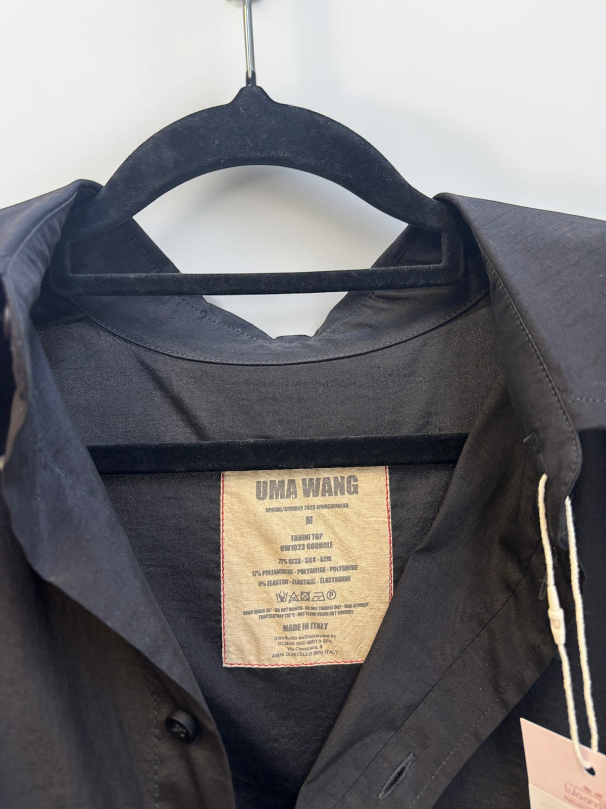 Uma Wang Tahini Black Silk Blouse size M