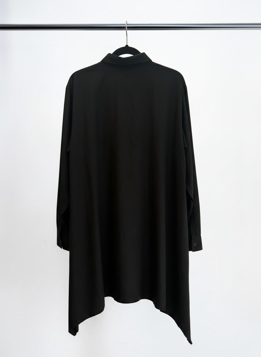 XCONCEPT Asymmetrical Long Sleeve Shirt in Black — L