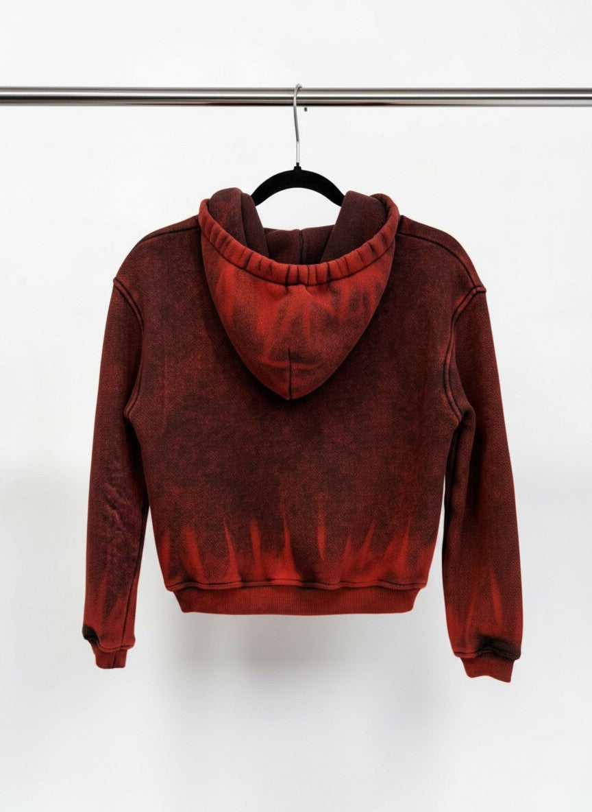 Alexander Wang Red Cropped Shrunken Hoodie — Size Small
