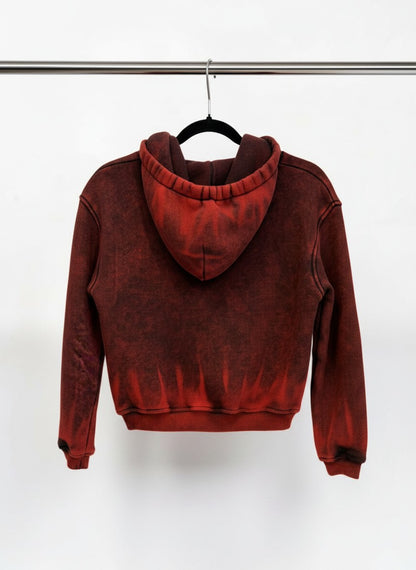 Alexander Wang Red Cropped Shrunken Hoodie — Size Small