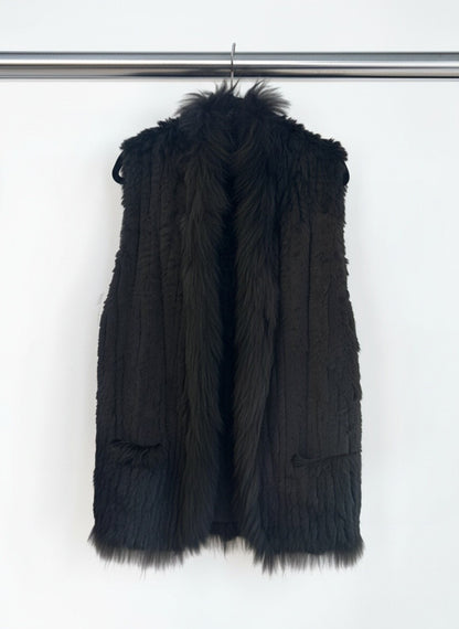 Timeless Rabbit Fur Vest in Black — S/M
