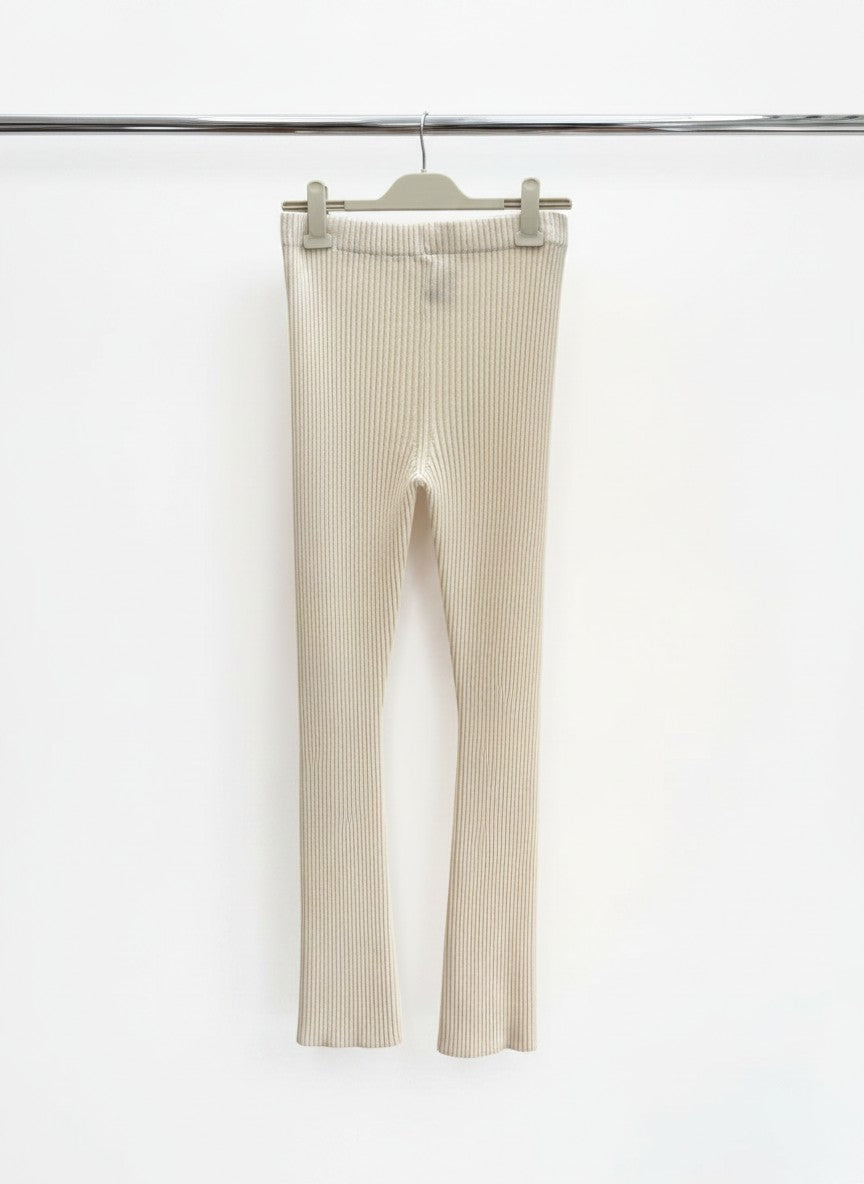 Lisa Yang Cream Ribbed-Knit Cashmere Trousers — Size 1