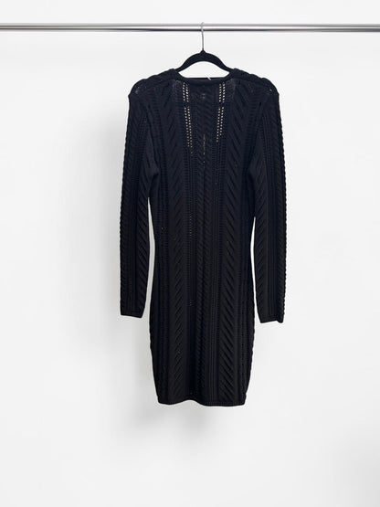 Dsquared2 Black Lace-Up Front Knit Mini Dress — M