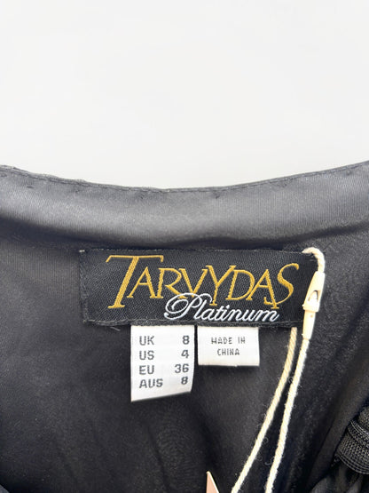 Ruth Tarvydas Black Silk Beaded Cocktail Dress — 8/S