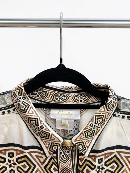 Camilla The Tile Style Silk Batwing Kaftan — One Size