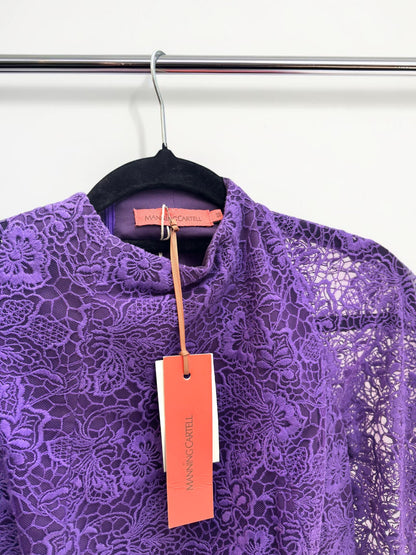 Manning Cartell Purple Embroidered Mini Dress — Size 10