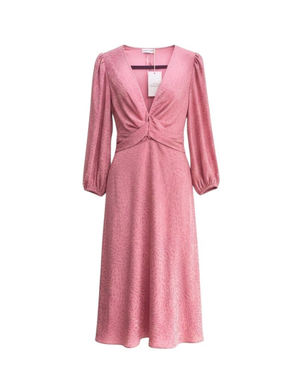 Scanlan Theodore French Textured Weave Midi Dress in Pale Pink — Size 8