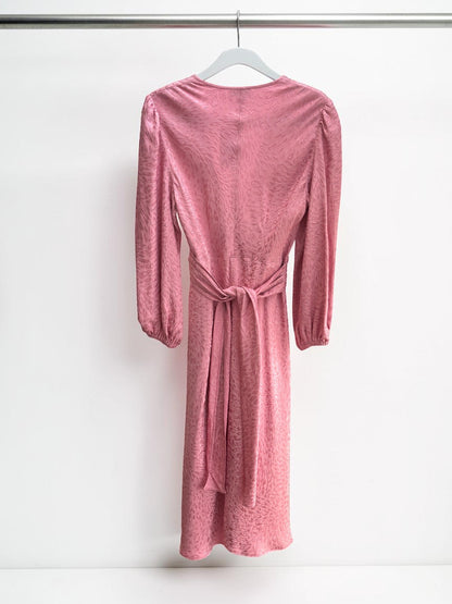 Scanlan Theodore French Textured Weave Midi Dress in Pale Pink — Size 8