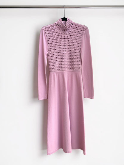 Scanlan Theodore Crepe Knit Daisy Midi Dress in Pink — Size XS