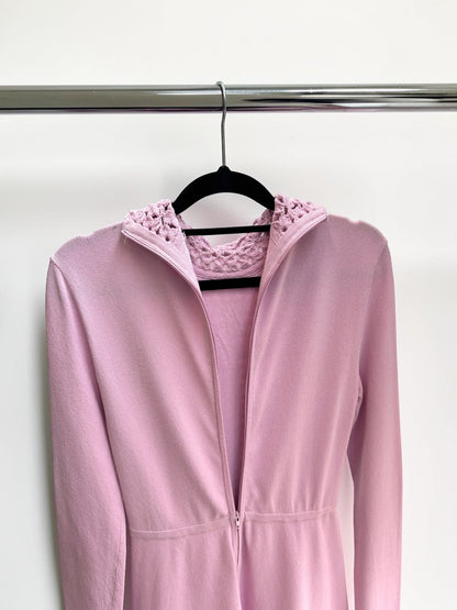 Scanlan Theodore Crepe Knit Daisy Midi Dress in Pink — Size XS