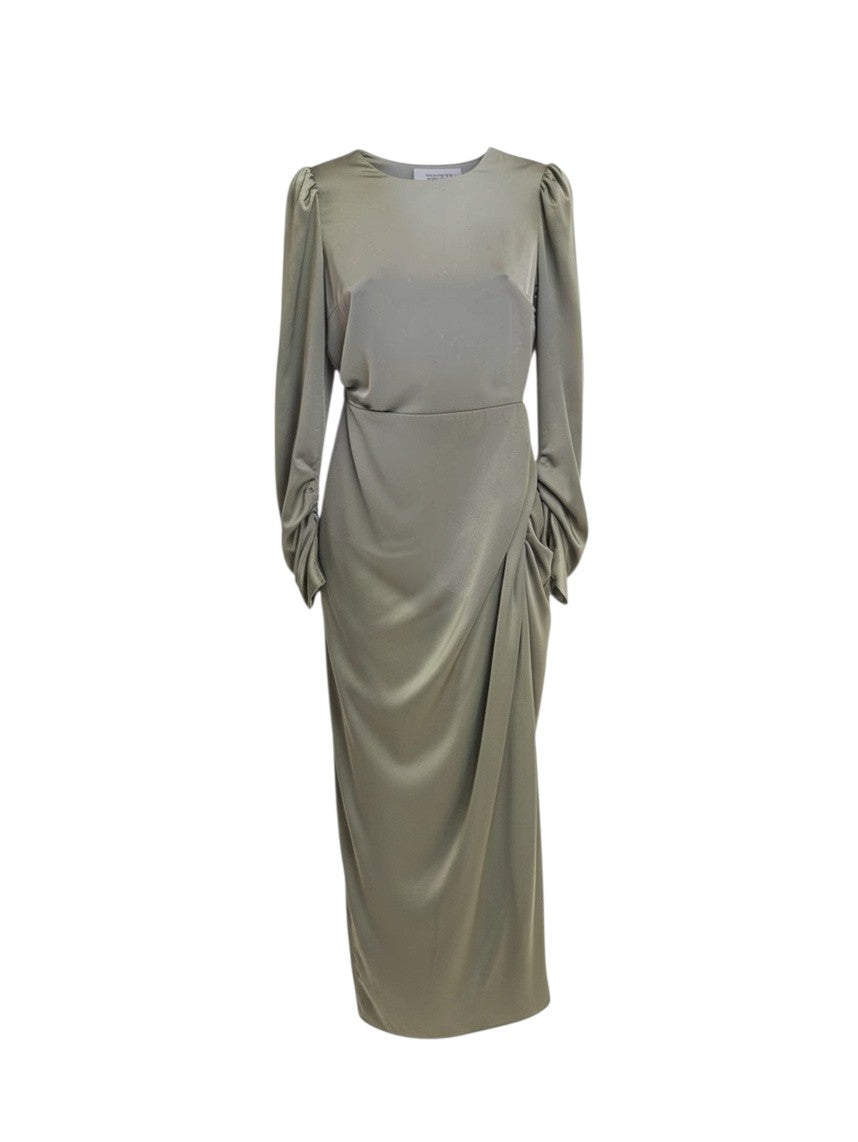 Zimmermann Draped Ruched Silk Midi Dress in Olive Green — Size 1