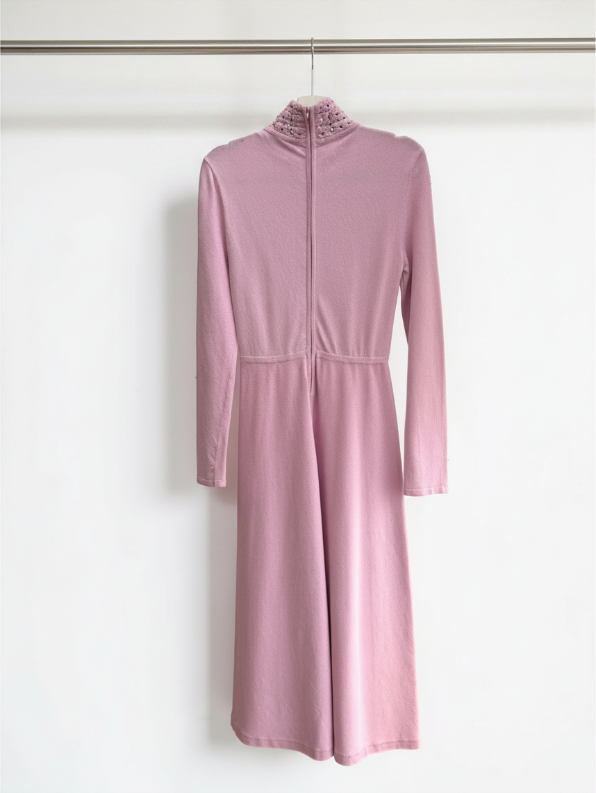 Scanlan Theodore Crepe Knit Daisy Midi Dress in Pink — Size XS