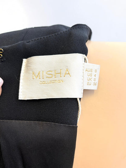 Misha Lana Fringe Cutout Black Midi Dress — Size 8