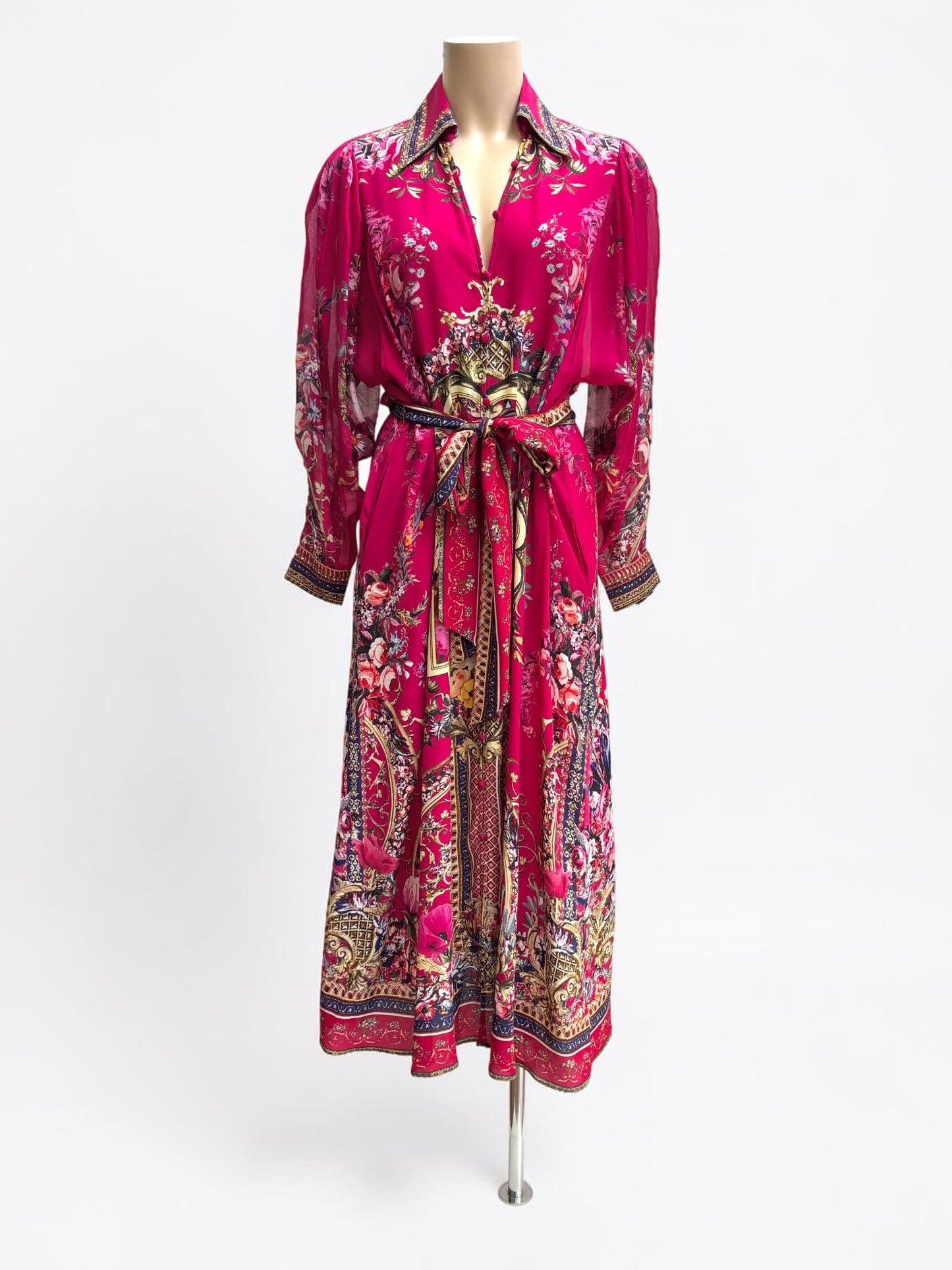 Camilla Boheme Blooms Shaped Waistband Shirt Dress — Size XXS