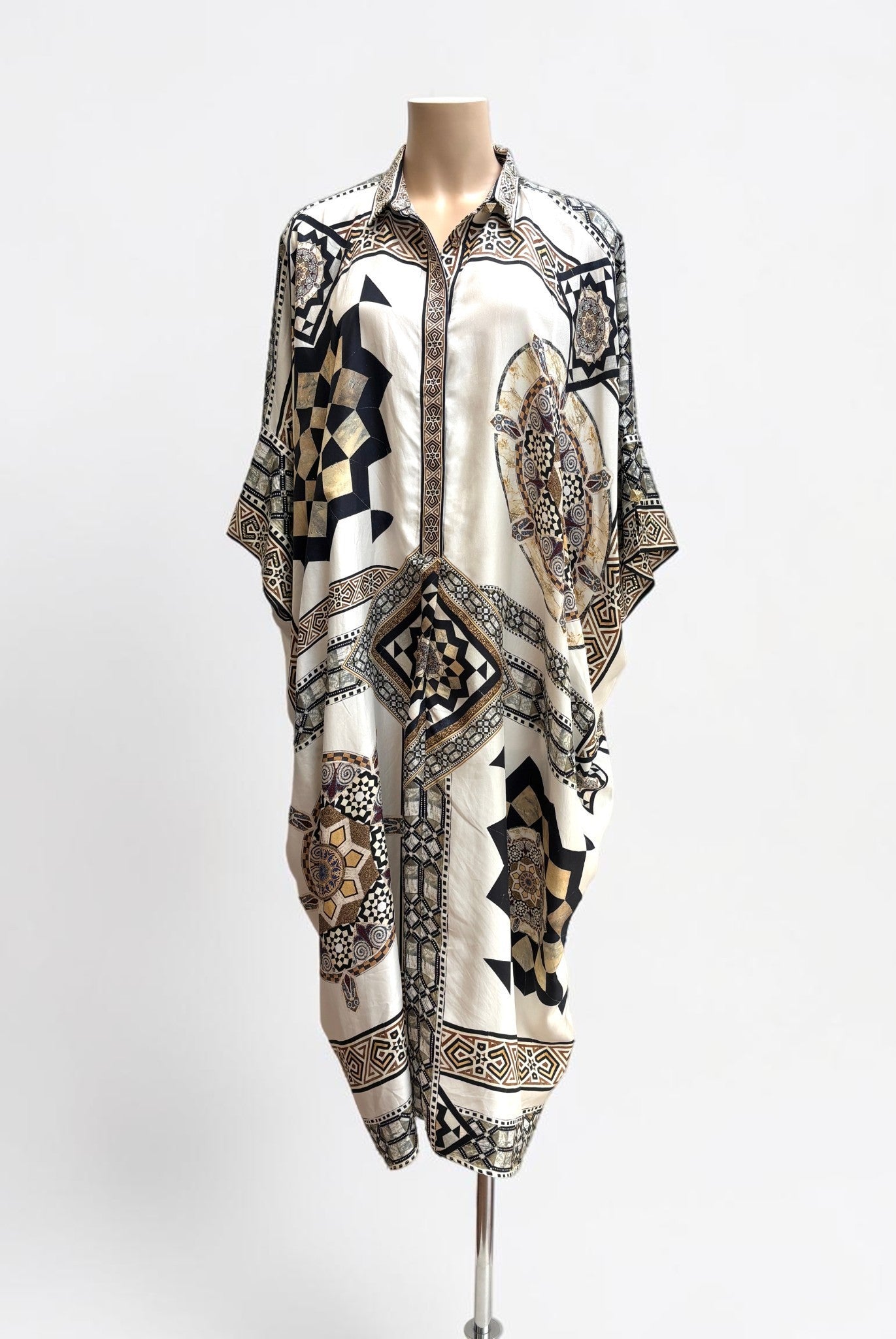 Camilla The Tile Style Silk Batwing Kaftan — One Size