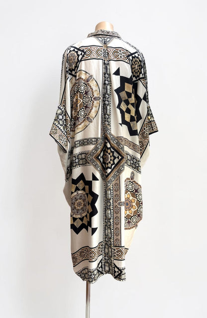 Camilla The Tile Style Silk Batwing Kaftan — One Size