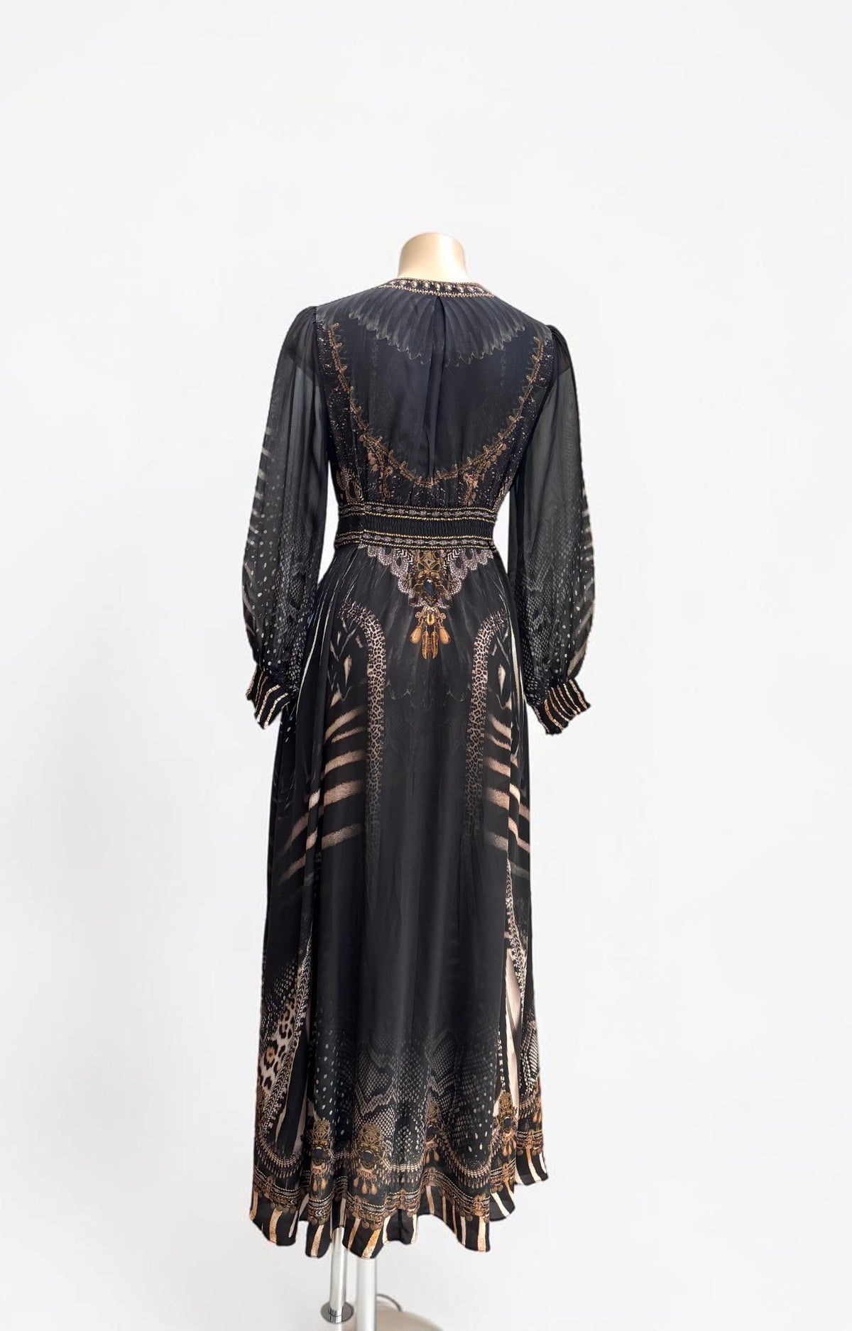 Camilla Quechua King Silk Maxi Dress with Shaped Waistband — Size XXS