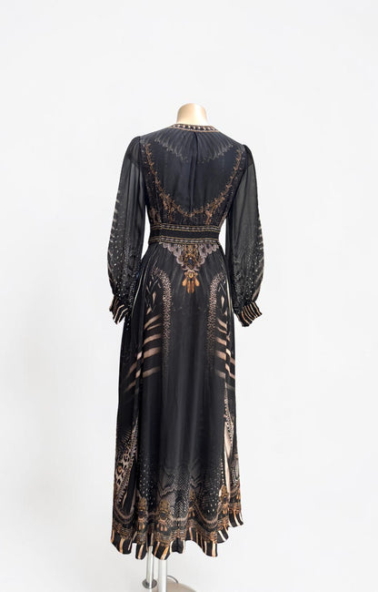 Camilla Quechua King Silk Maxi Dress with Shaped Waistband — Size XXS