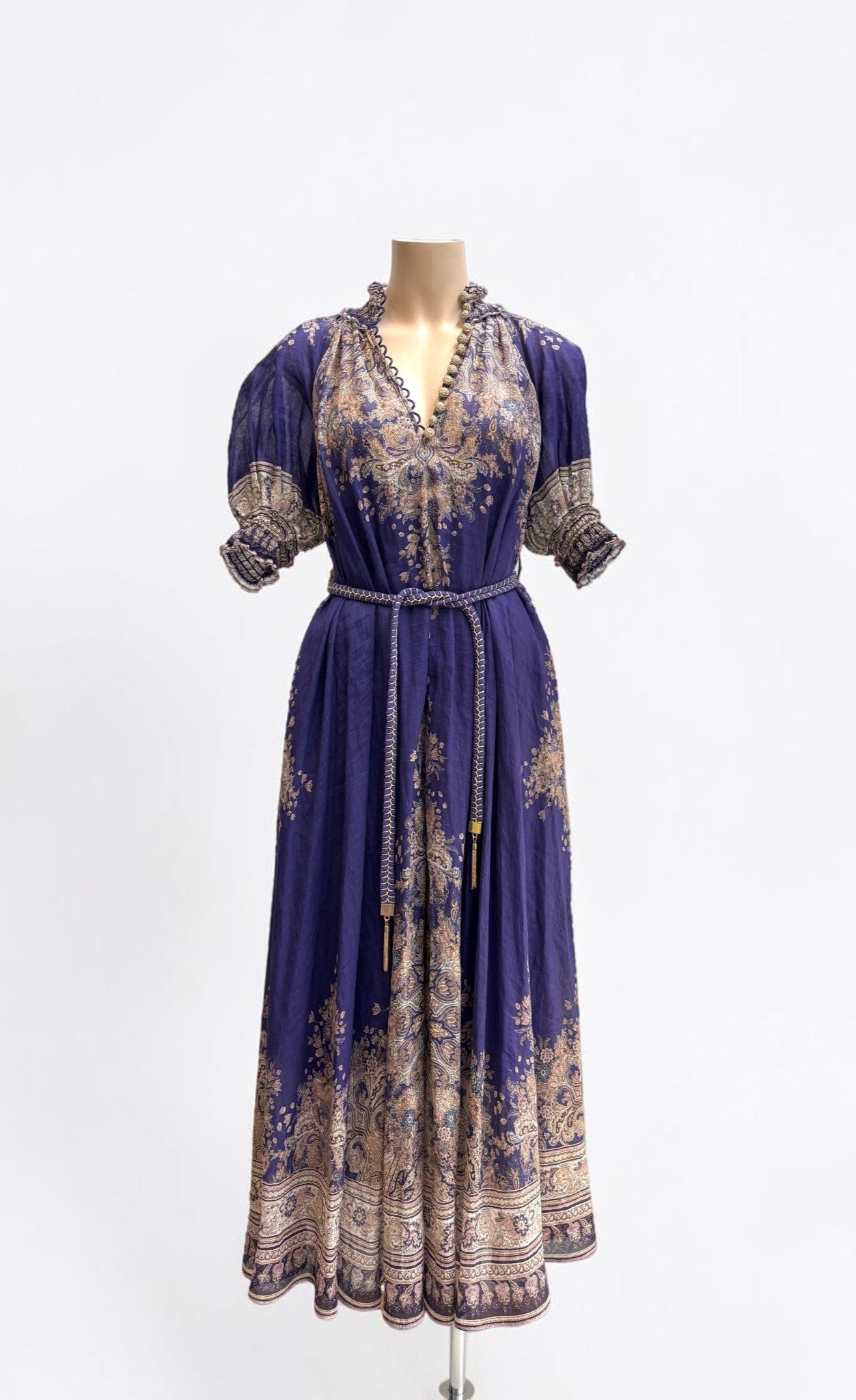 Zimmermann Anneke Paisley Maxi Dress in Purple Ramie - OP