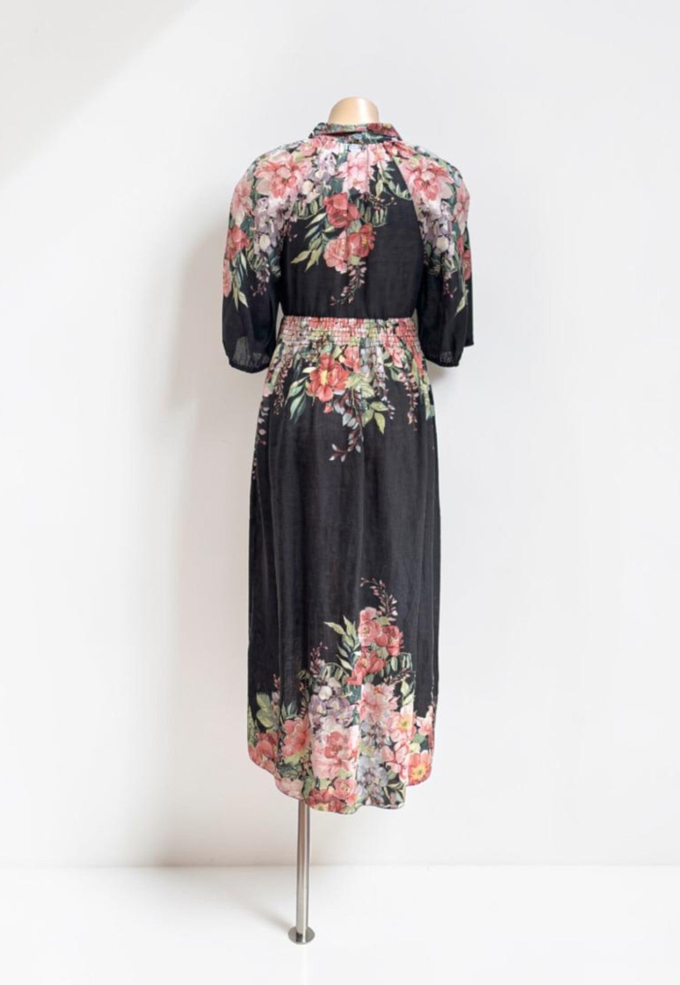 Zimmermann Bellitude Linen Maxi Dress in Black Floral- OP