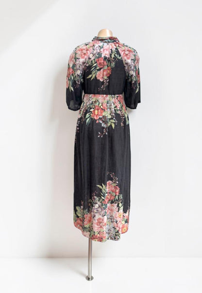 Zimmermann Bellitude Linen Maxi Dress in Black Floral- OP