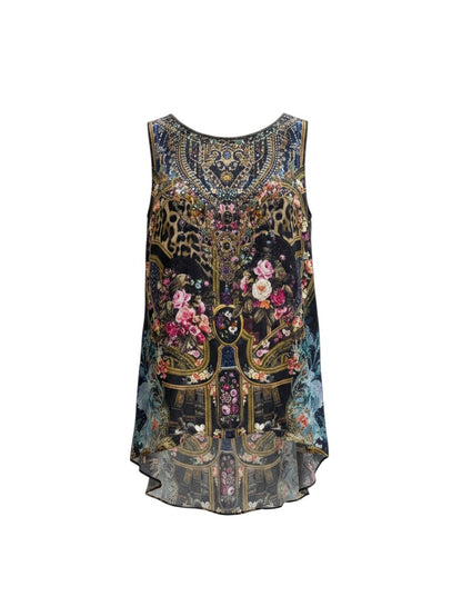 Camilla Fields Of Treasure Silk Button Back Top — Size XXS