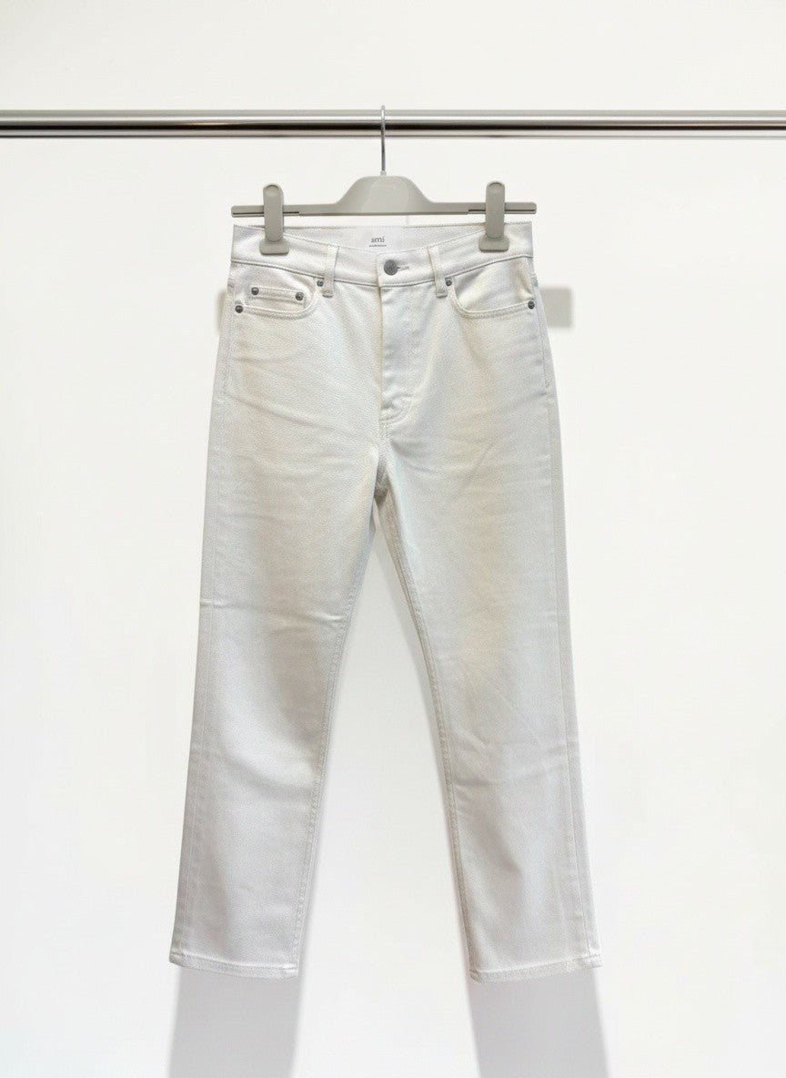 AMI Paris High-Rise Straight Leg White Denim – Size XS / 28