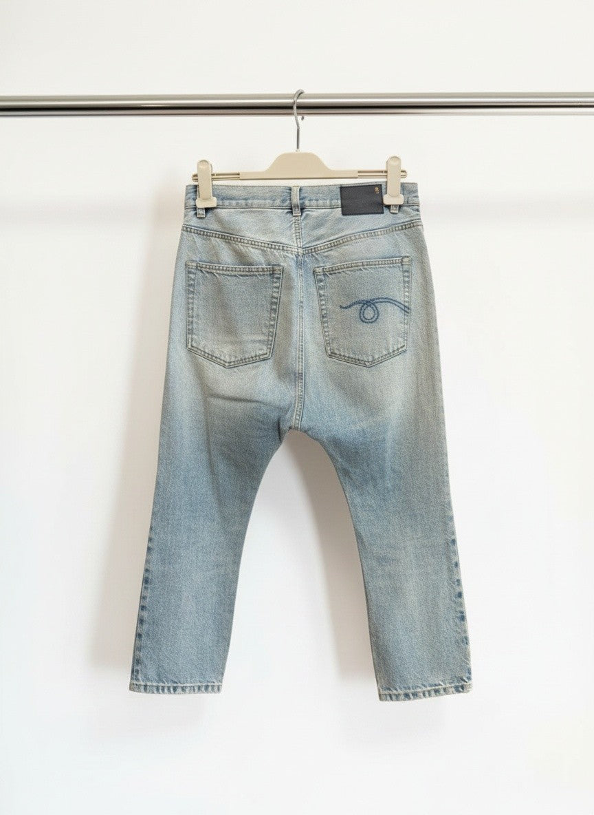 R13 Tailored Drop Jeans in Logan Blue — Size 26