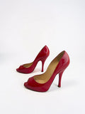 Christian Louboutin Maryl 120 Patent Peep Toe Pumps in Red – Size EU 38