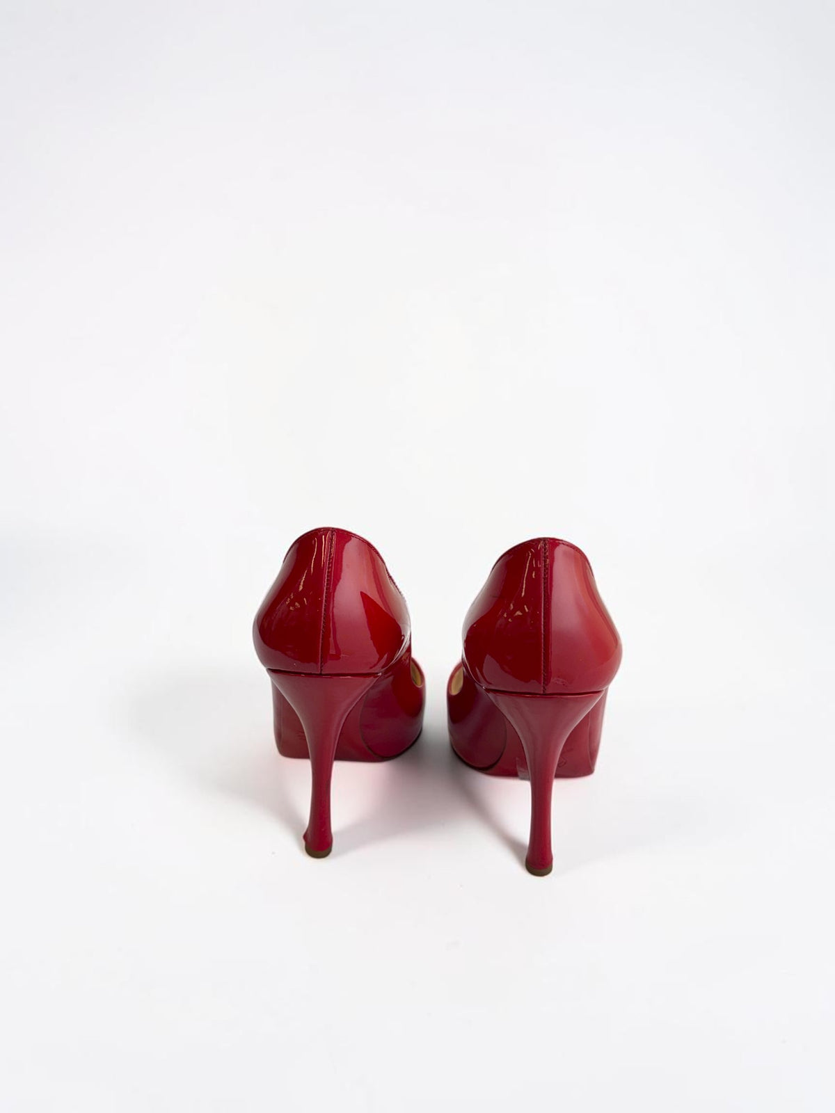 Christian Louboutin Maryl 120 Red Patent Peep Toe Pumps — EU 38