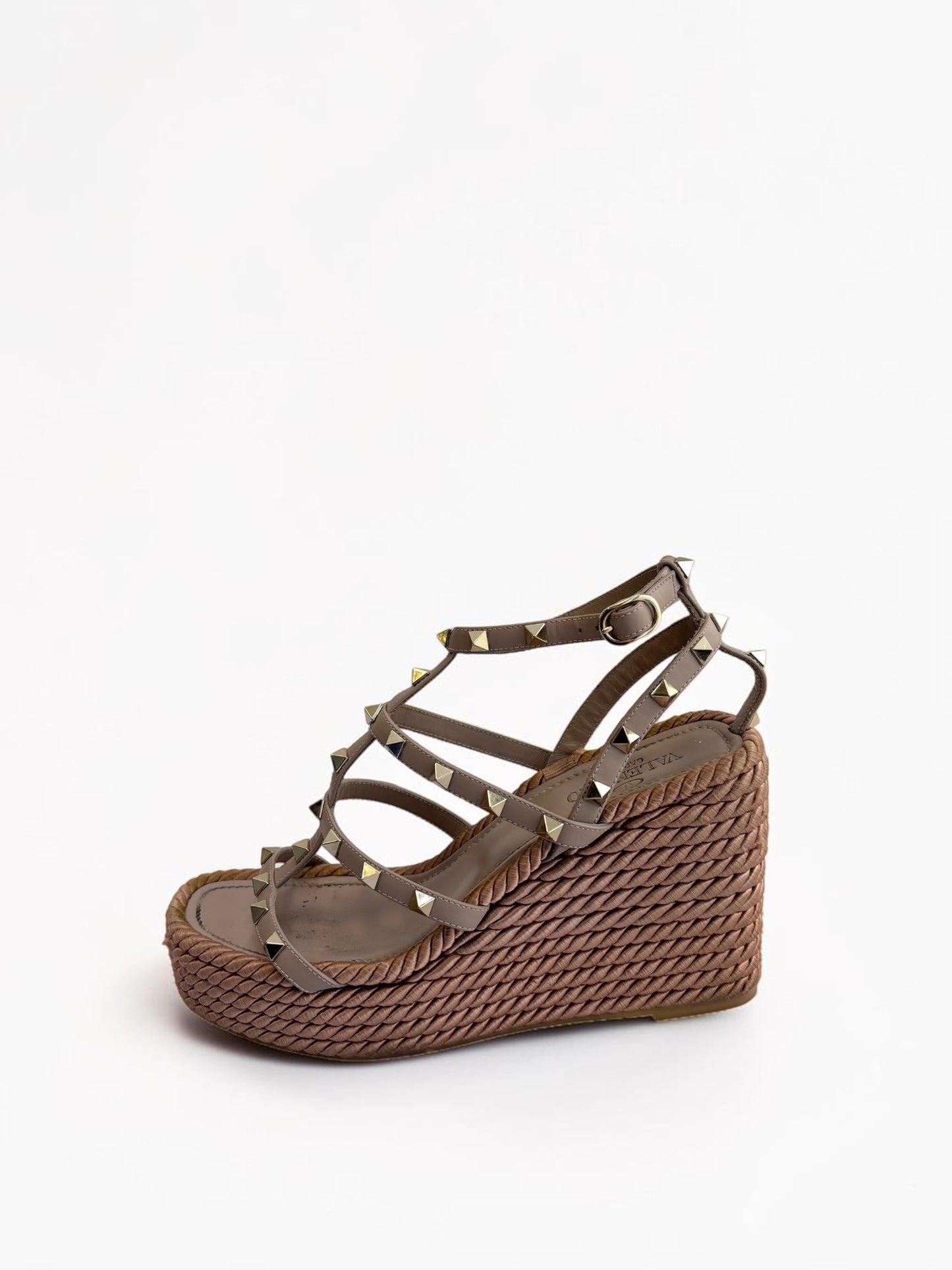 Valentino Garavani Rockstud Espadrille Wedge Sandal — Size 38