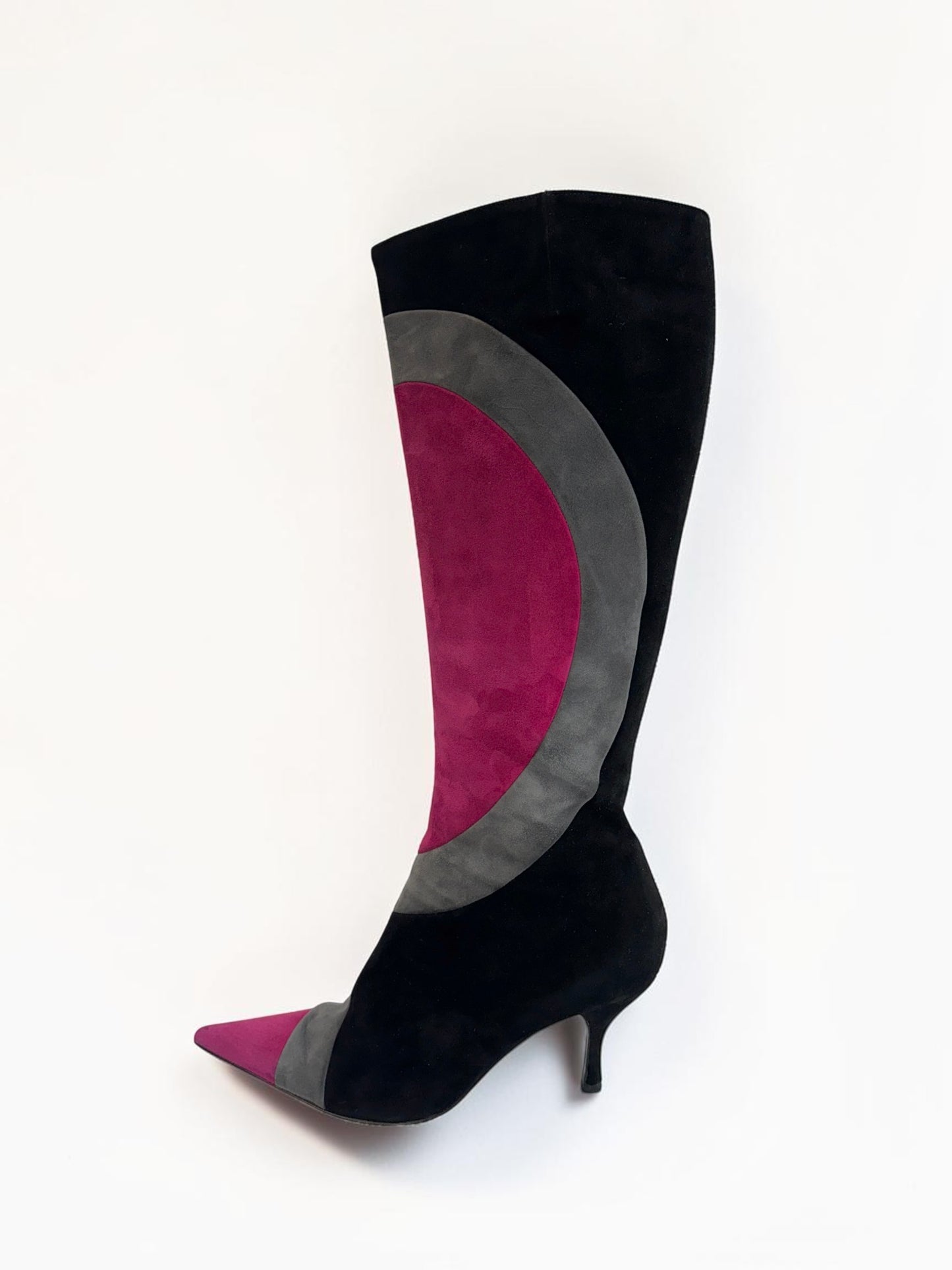 Sergio Rossi Pelle Royal Suede Knee-High Boots in Black — Size 39
