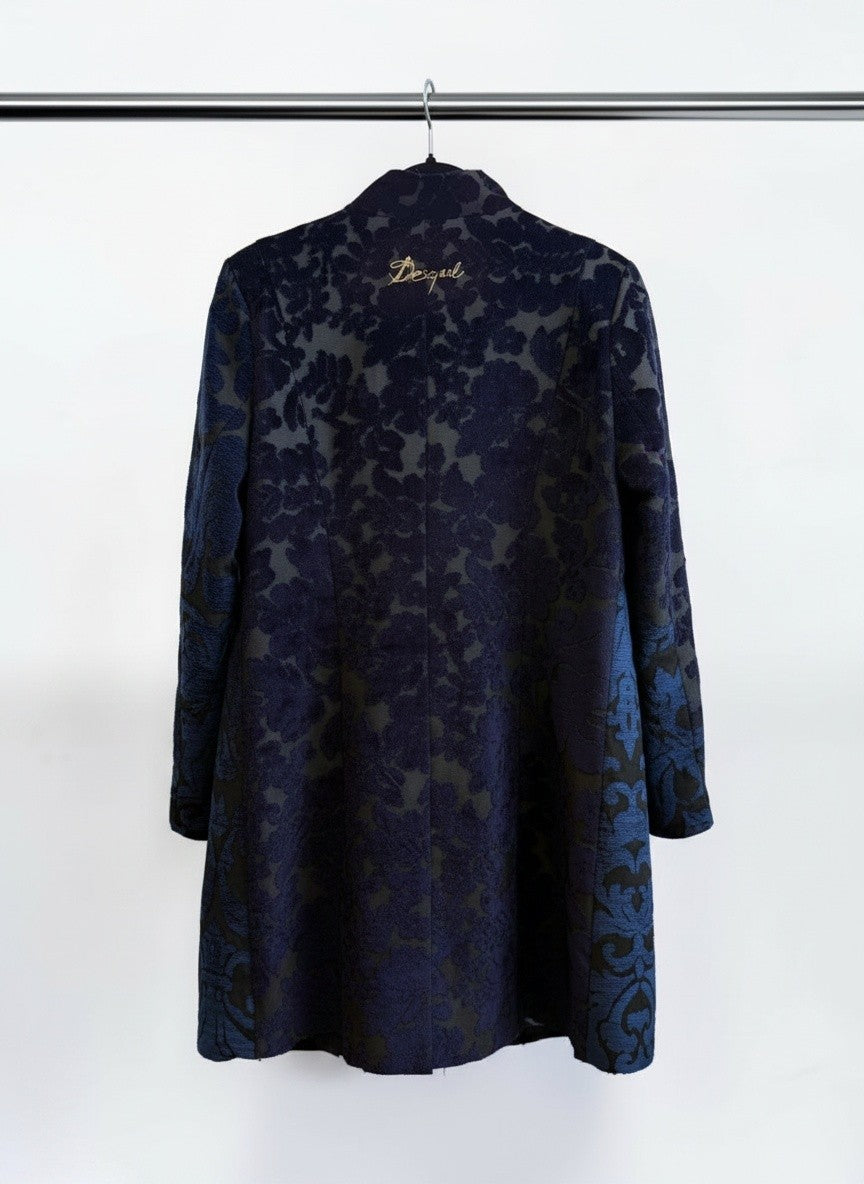 Desigual Blue & Black Velvet Coat — Size 44