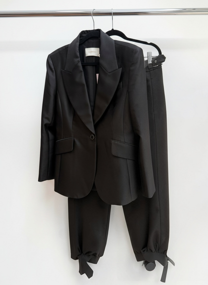Zimmermann Black Silk-Trim Gabardine Slouchy Suit – Size 3 / L