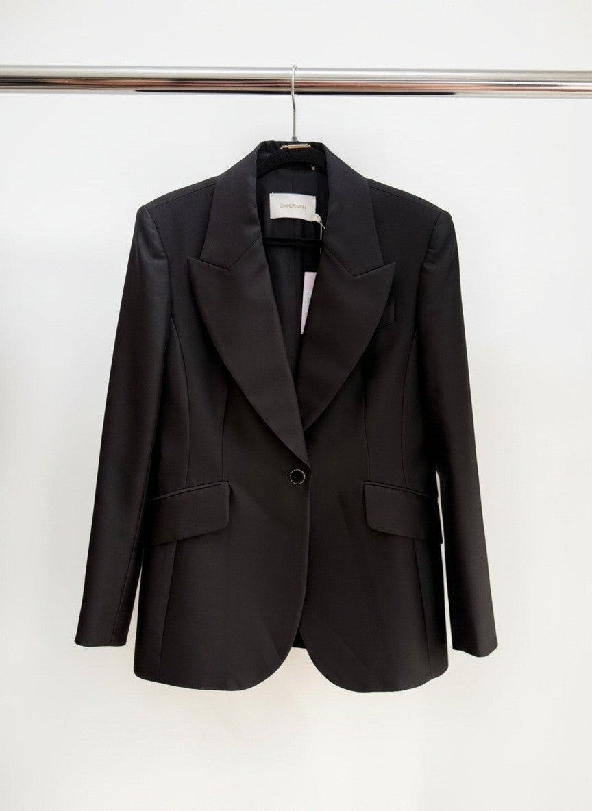 Zimmermann Black Silk-Trim Gabardine Slouchy Suit – Size 3 / L