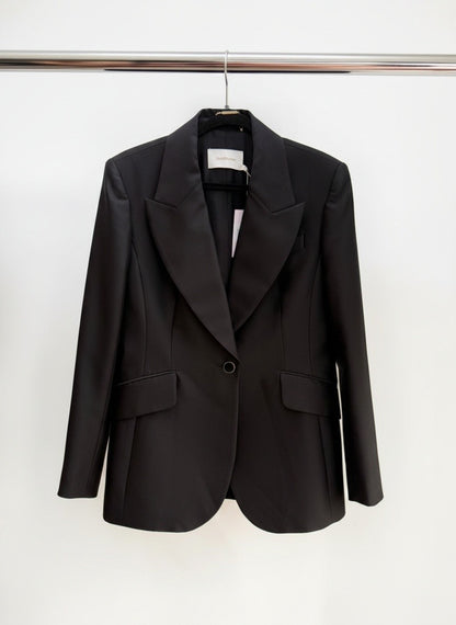 Zimmermann Black Silk-Trim Gabardine Slouchy Suit – Size 3 / L