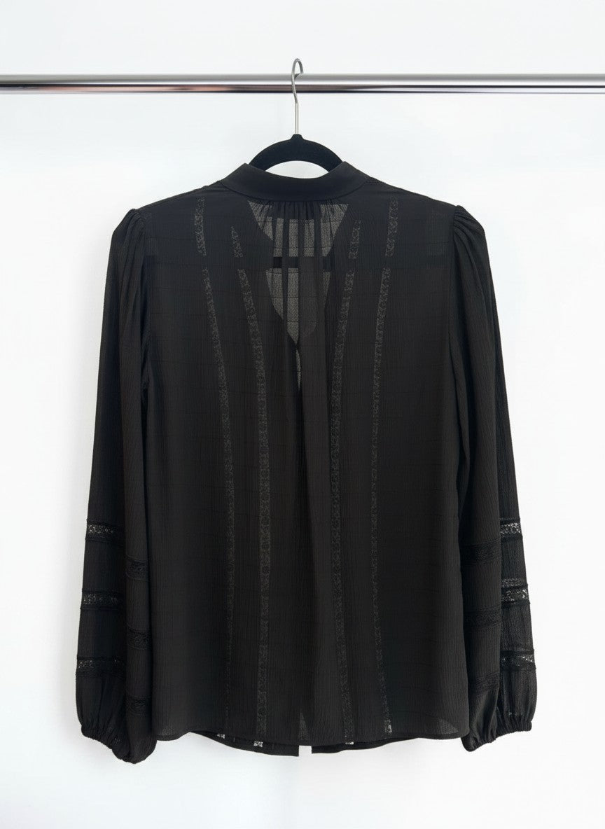 Zimmermann Halliday Lace Trim Shirt in Black – Size 0