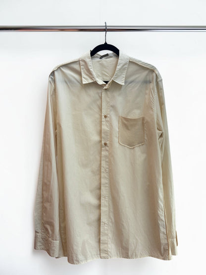Bottega Veneta Cream Cotton Shirt with Mesh Contrast Pocket – Size S
