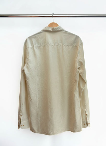 Bottega Veneta Cream Cotton Shirt with Mesh Contrast Pocket – Size S