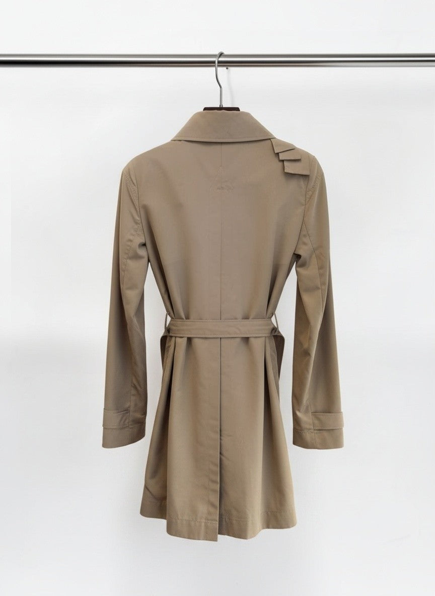 Patrizia Pepe Trench Coat with Ruffle Shoulder – Size 44 (fits Small)
