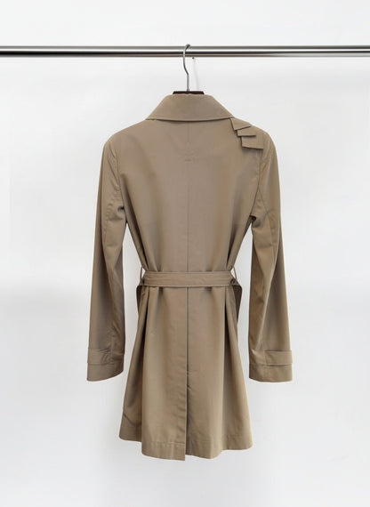 Patrizia Pepe Trench Coat with Ruffle Shoulder – Size 44 (fits Small)